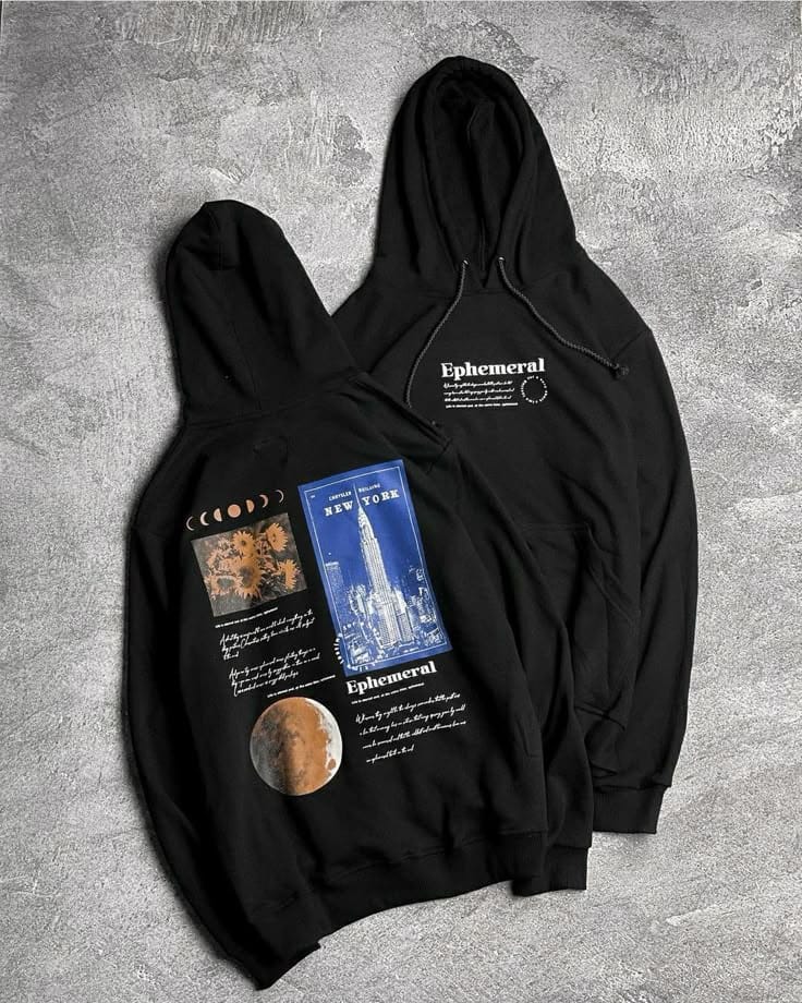 RetroxPk Celestial & NYC Graphic Oversized Hoodie