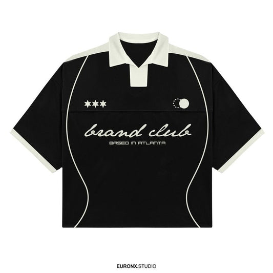 Retro Atlanta Brand Club Graphic Polo | Baggy Fit Short Sleeve Contrast Collar Shirt