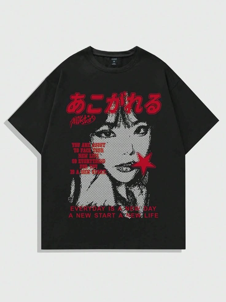Retro Japanese Graphic T-Shirt – Streetwear Oversized Tee for Men & Women | Anime Aesthetic Style